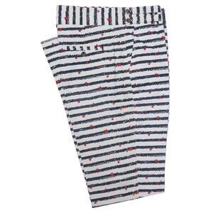 Mens Gurkha Pants Blue Red Striped Stars USA Flag Slim High Waist Flat Front 38